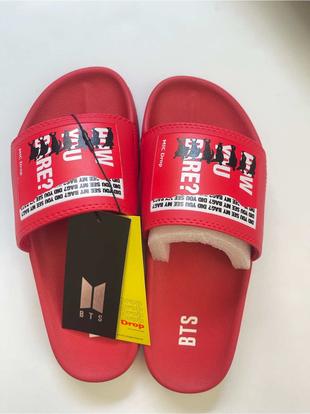 BTS Red Slide Sandals - Picture 2 of 7